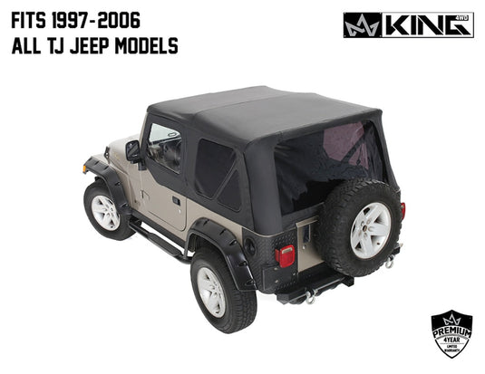 Replacement Soft Top With Upper Doors - Black Diamond - TJ