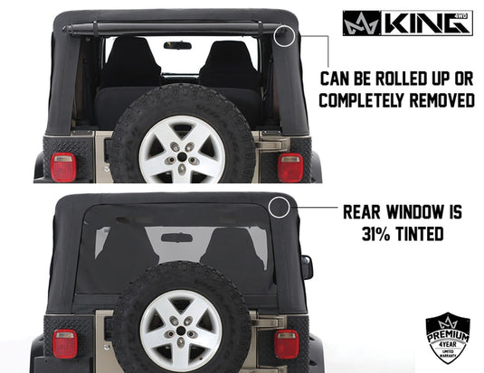 Replacement Soft Top With Upper Doors - Black Diamond - TJ