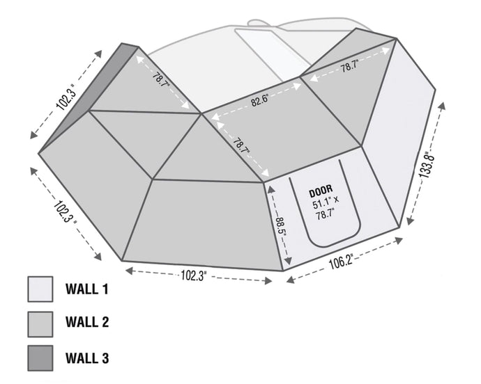 (Passenger) Nomadic 270 Awning- side wall - Dark Grey w/ storage bag