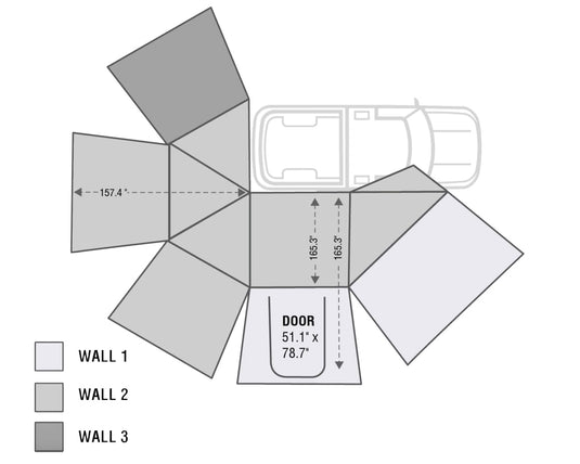 (Passenger) Nomadic 270 Awning- side wall - Dark Grey w/ storage bag