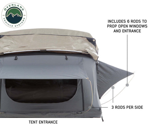 Nomadic 2 Extended Roof Top Tent - Dark Gray Base With Green Rain Fly & Black Cover, Black Aluminum Base, Black Ladder