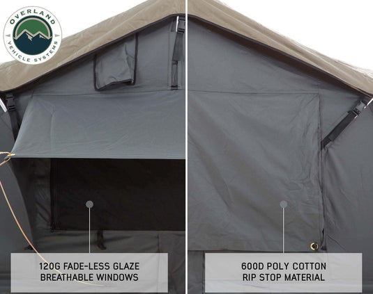 Nomadic 2 Extended Roof Top Tent - Dark Gray Base With Green Rain Fly & Black Cover, Black Aluminum Base, Black Ladder