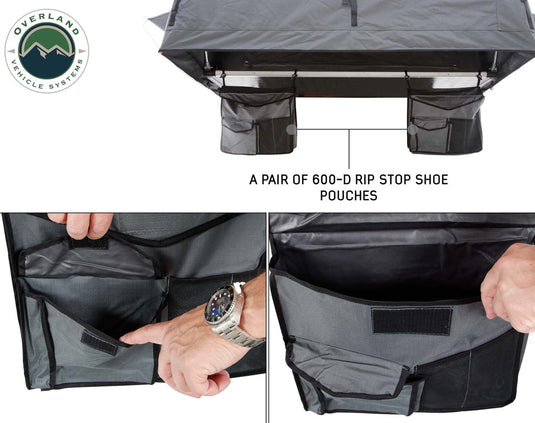 Nomadic 2 Extended Roof Top Tent - Dark Gray Base With Green Rain Fly & Black Cover, Black Aluminum Base, Black Ladder