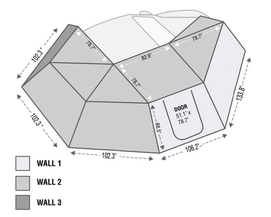 (Passenger)   Nomadic Awning 270 - Side Wall (2) - Dark Gray w/ Storage Bag