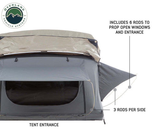 Nomadic 3 Extended Roof Top Tent - Dark Gray Base With Green Rain Fly & Black Cover with - Black Aluminum Base, Black Ladder