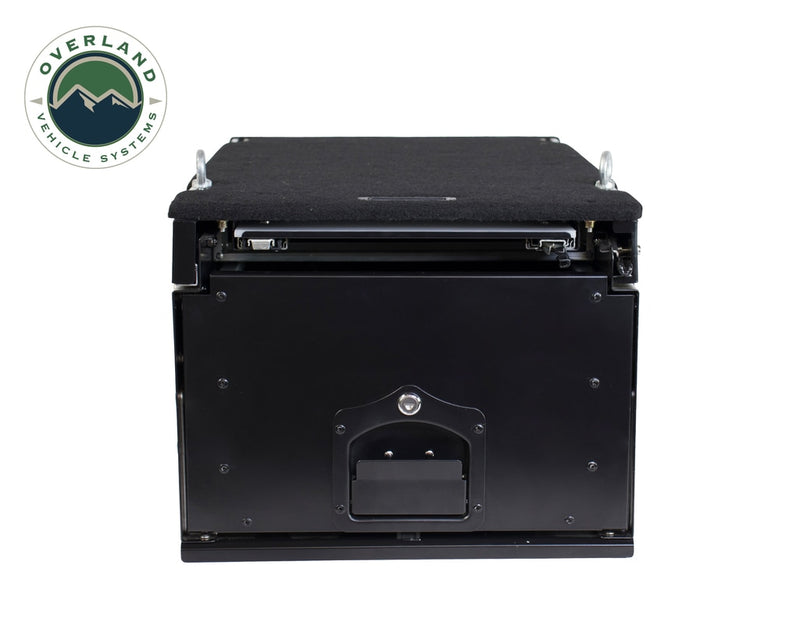 Load image into Gallery viewer, Cargo Box With Slide Out Drawer &amp; Working Station Size - Black Powder Coat
