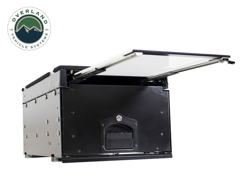 Load image into Gallery viewer, Cargo Box With Slide Out Drawer &amp; Working Station Size - Black Powder Coat
