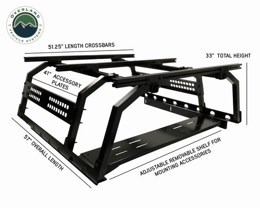 Discovery Rack with Side Cargo Plates, With Front Cargo Tray System Kit Mid Size Truck Short Bed Application