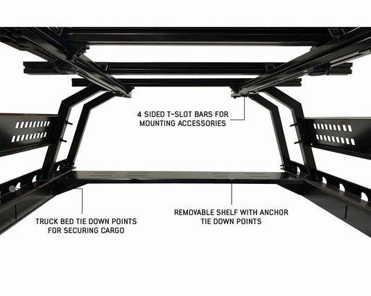 Discovery Rack with Side Cargo Plates, With Front Cargo Tray System Kit Mid Size Truck Short Bed Application