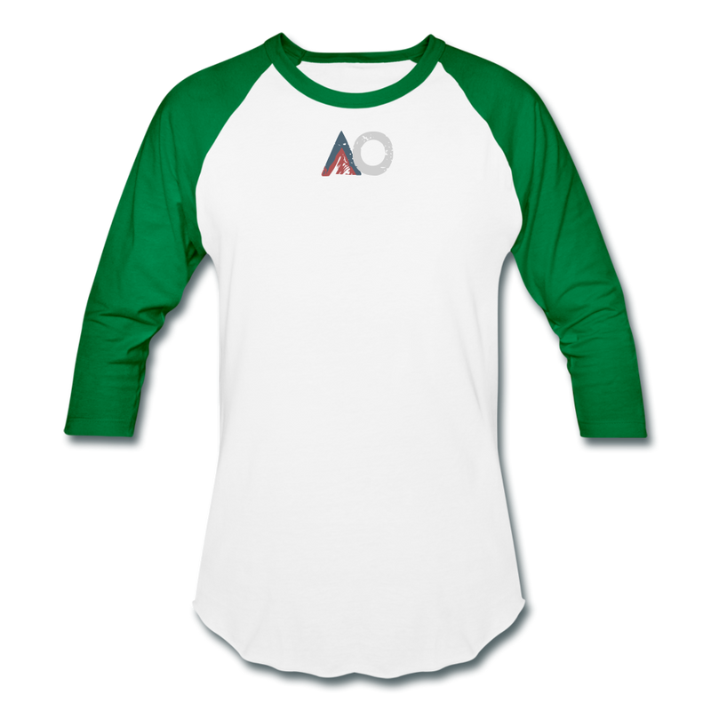 Load image into Gallery viewer, AO middle logo faded - white/kelly green
