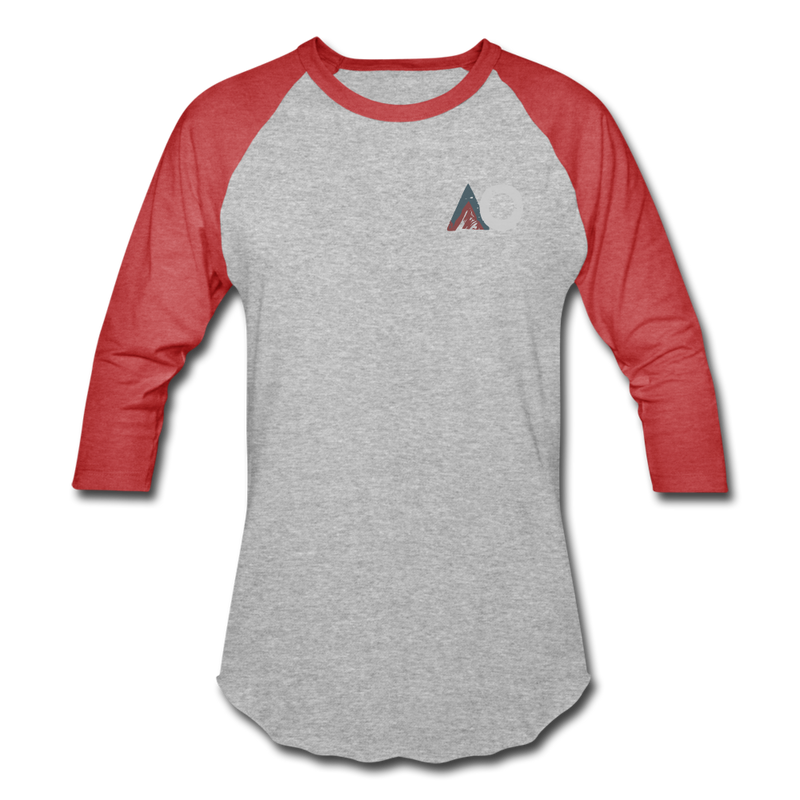 Load image into Gallery viewer, AO Design Logo Baseball T-Shirt - heather gray/red
