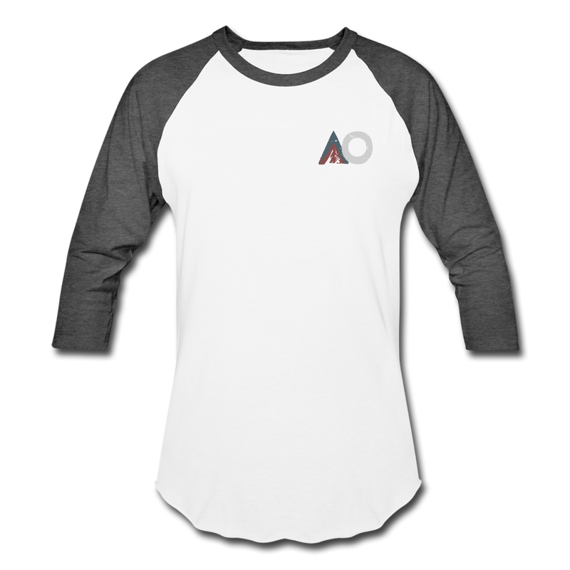 Load image into Gallery viewer, AO Design Logo Baseball T-Shirt - white/charcoal
