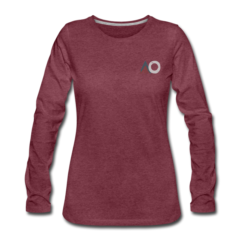 Load image into Gallery viewer, Women&#39;s White Topography Premium Long Sleeve T-Shirt - heather burgundy
