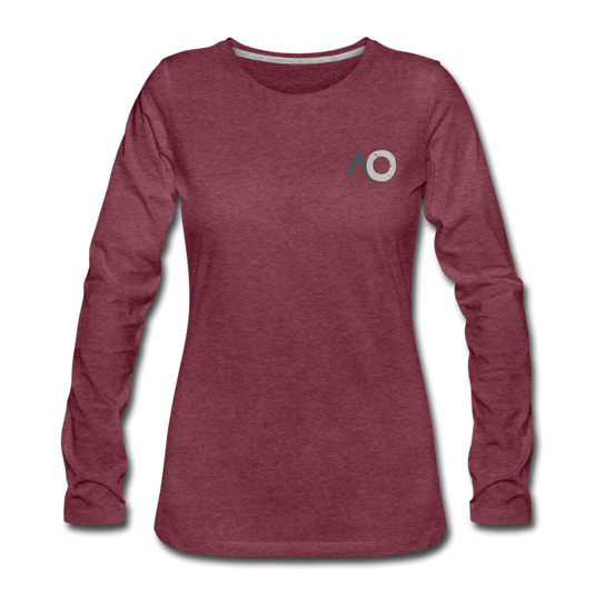 Women's White Topography Premium Long Sleeve T-Shirt - heather burgundy