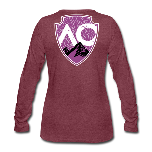 Women's White Topography Premium Long Sleeve T-Shirt - heather burgundy