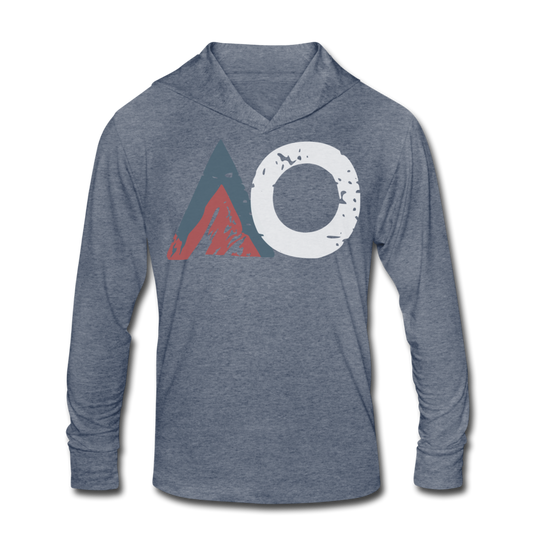 Faded WHITE AO Tri-Blend Hoodie - heather blue