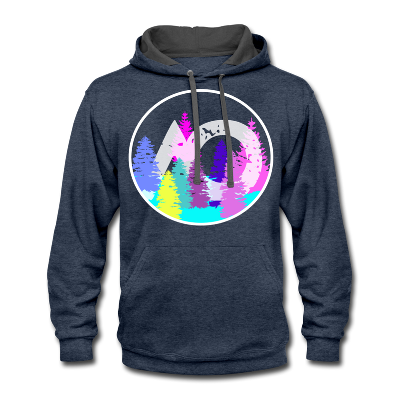 Load image into Gallery viewer, ADULT Rainbow Hoodie - indigo heather/asphalt
