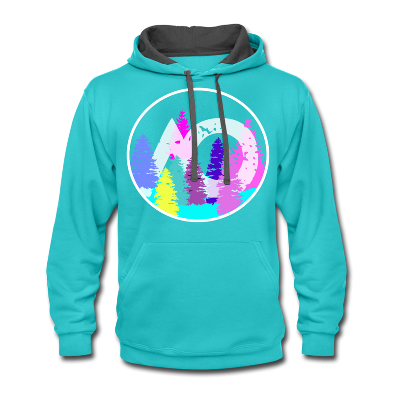 Load image into Gallery viewer, ADULT Rainbow Hoodie - scuba blue/asphalt
