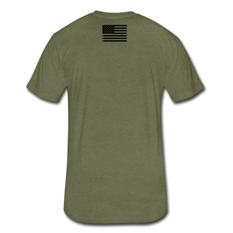 Load image into Gallery viewer, Flag Back Fitted Cotton/Poly Tee - heather military green
