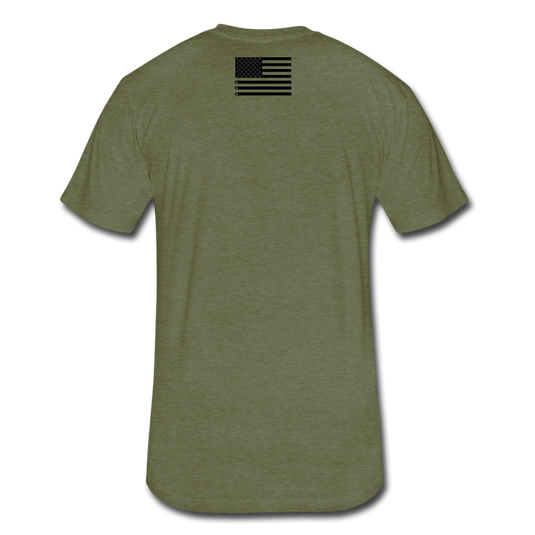 Flag Back Fitted Cotton/Poly Tee - heather military green